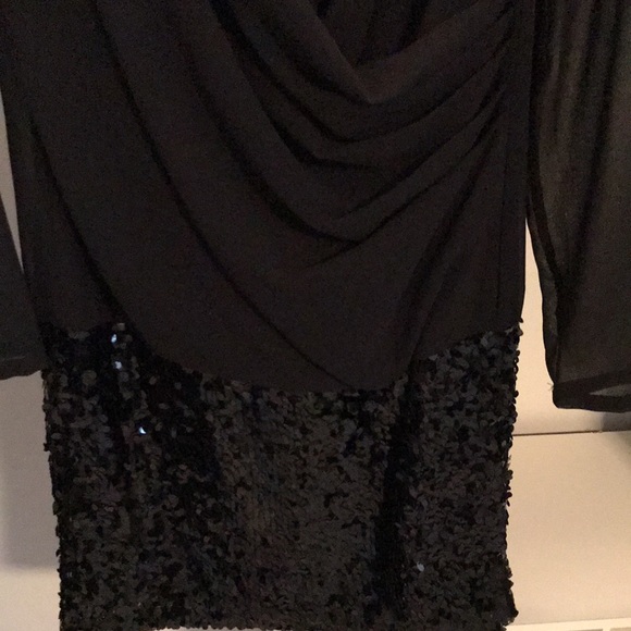 EUC BLACK DKNY LINED ILLUSION AND  SEGUIN BOTTOM DRESS BUILT IN CAMISOLE SIZE S - Picture 2 of 7